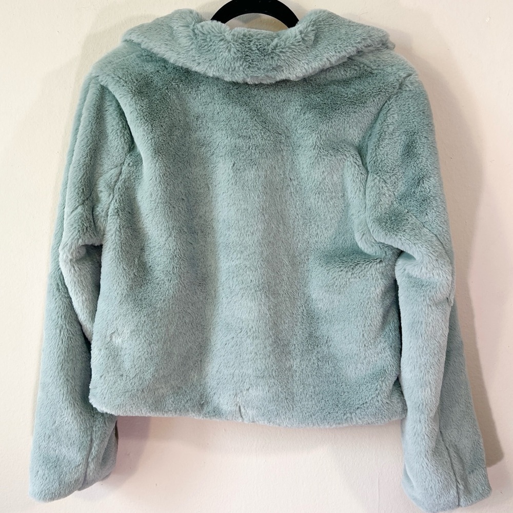 Haute Monde Plush Faux Fur Jacket in Mint Green - Picture 3 of 4
